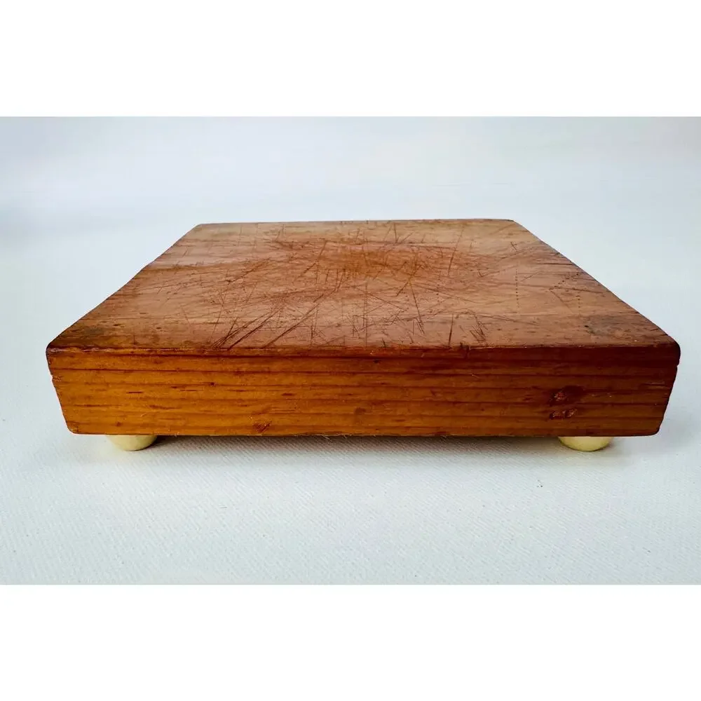 Vintage Footed Wood Cutting Board Rustic Serving Board